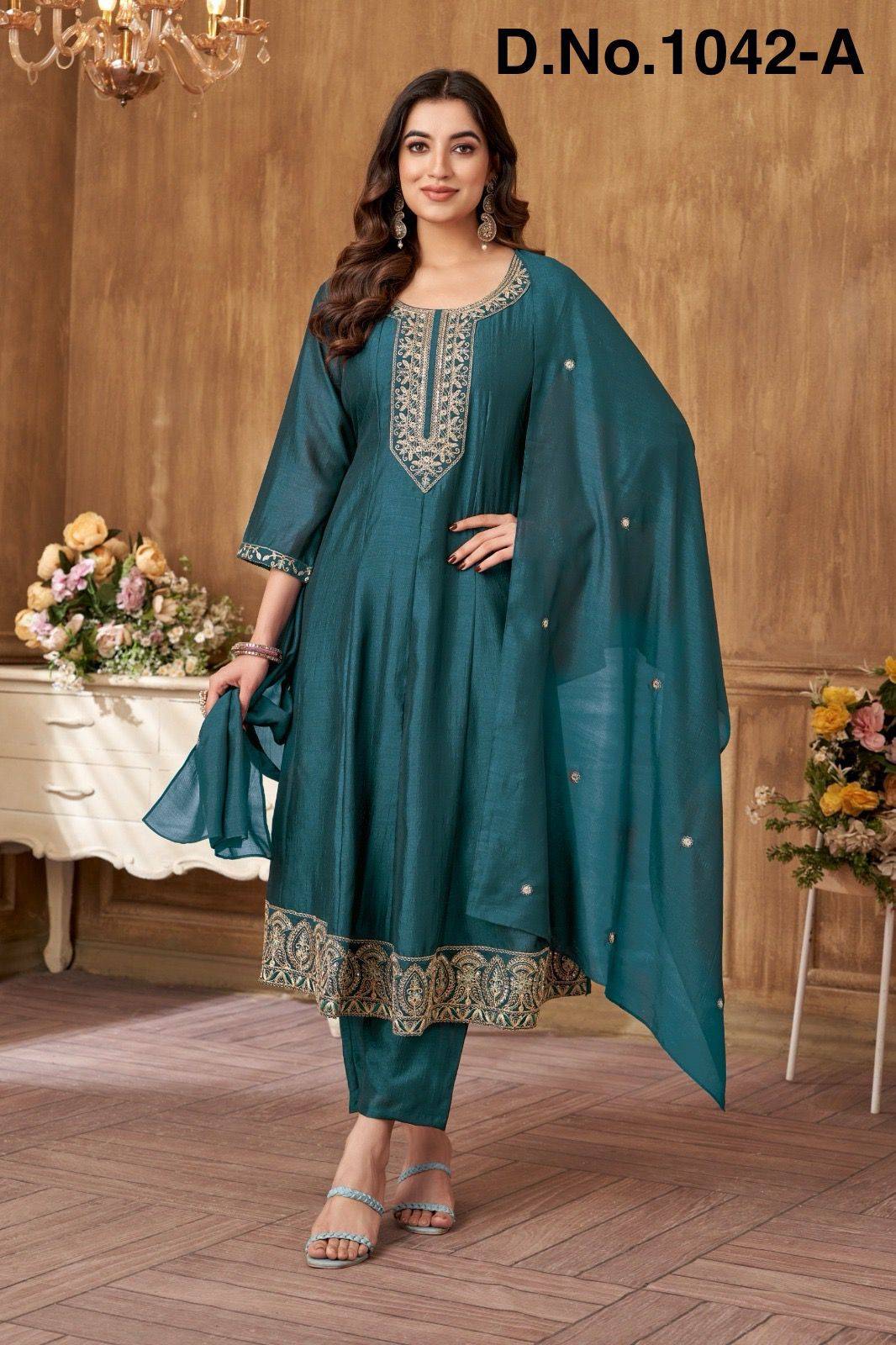 Anarkali Style By Fashid Designer Ethnic Wear Collection Vichitra Silk Kurtis At Wholesale Price